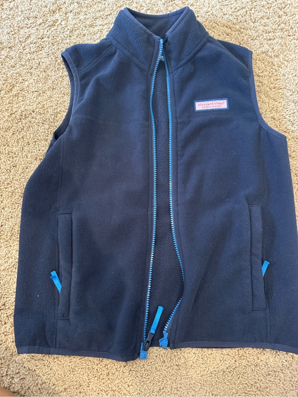 Vineyard Vines Black Fleece Jacket with Chest Logo Patch